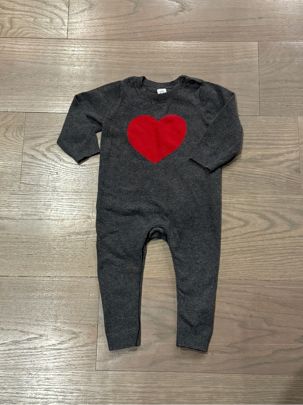 GAP Charcoal One-Piece Bodysuit with Red Heart